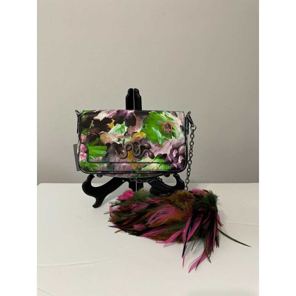 SHARIF ORIGINAL LACQUERED LEATHER SNAKES AND FEATHERS CROSSBODY NEW VERY RARE